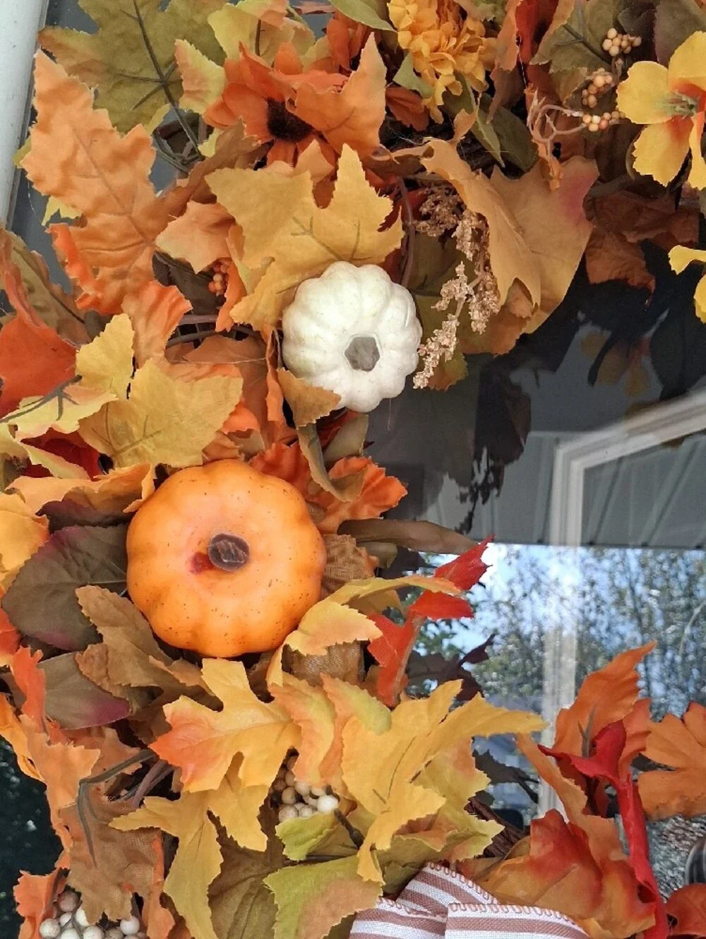 Autumn Harvest Fall Wreath with Orange & Yellow Leaves